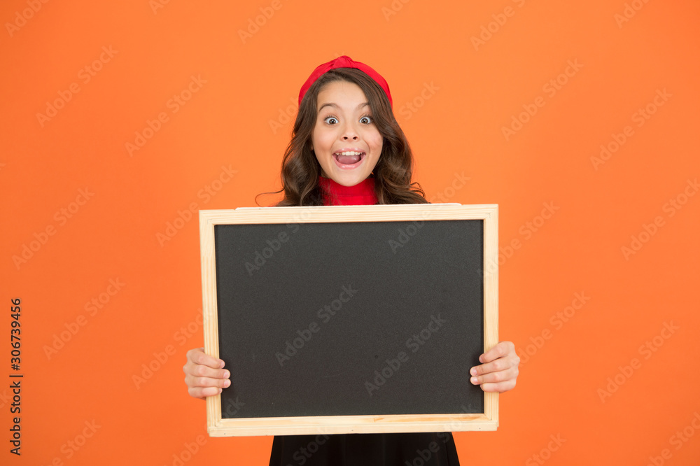 Your education your way. Happy small child hold blank blackboard. Elementary school education. School and education. Online course. Keep learning. Education program here, copy space Your education your way. Happy small child hold blank blackboard. Elementary school education. School and education. Online course. Keep learning. Education program here, copy space