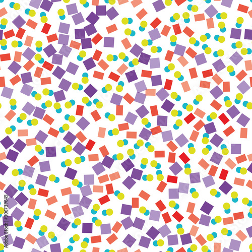 Seamless vector pattern with colorful fun figures on white background.