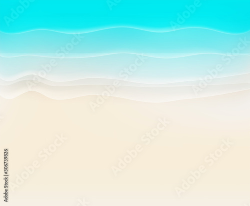 Sandy beach with calligraphic logo. Enjoy summer holidays concept