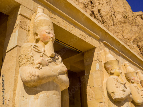 Osirian statues in the Mortuary Temple of Hatshepsut in Luxor, Egypt photo