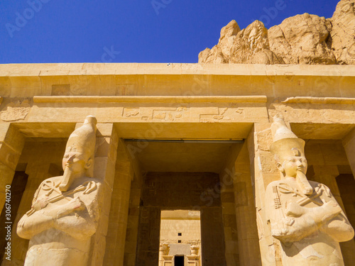 Osirian statues in the Mortuary Temple of Hatshepsut in Luxor, Egypt photo