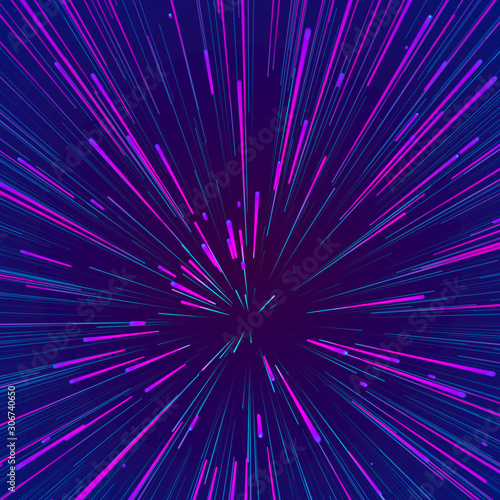 Abstract circular speed background. Centric motion of star trails. Starburst dynamic lines or rays. 3D rendering.