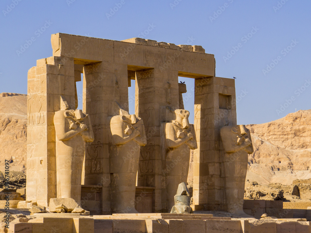 View of the Ramesseum Temple in Luxor, Egypt
