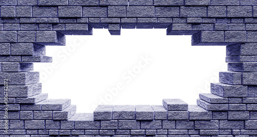 red brick and wall on isolated white background. wallpaper  white empty space