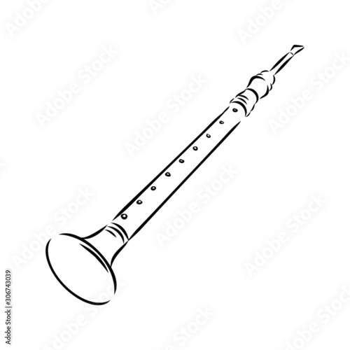 flute isolated on white background, ethnic Indian instrument 