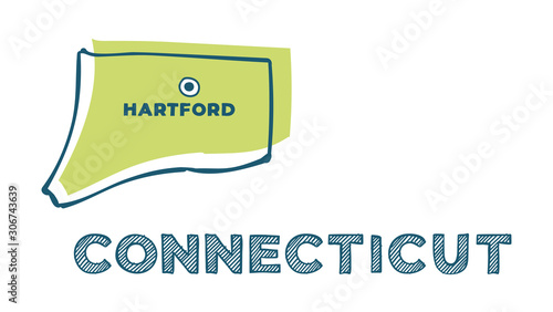 Doodle vector map of Connecticut state of USA.