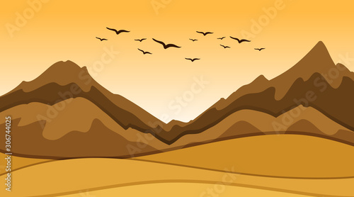 Background scene with sand and hills