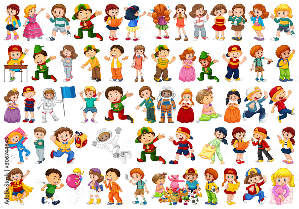 Kids in large group acting our varoous roles Kids in large group acting our varoous roles