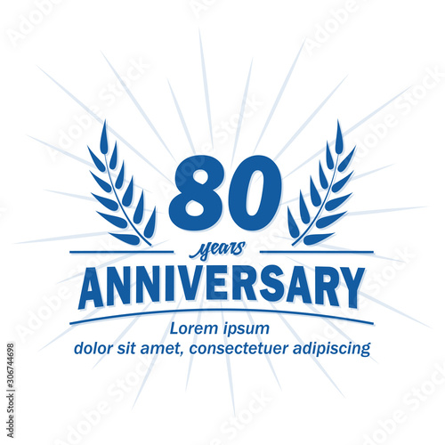 80 years logo design. Eighty years anniversary vector and illustration.