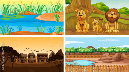 Scenes with animals and trees