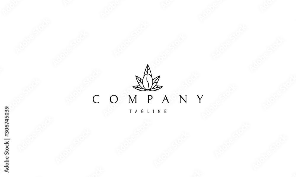 Vector logo on which an abstract image of cannabis leaves with coffee bean in the middle. Vector logo on which an abstract image of cannabis leaves with coffee bean in the middle.