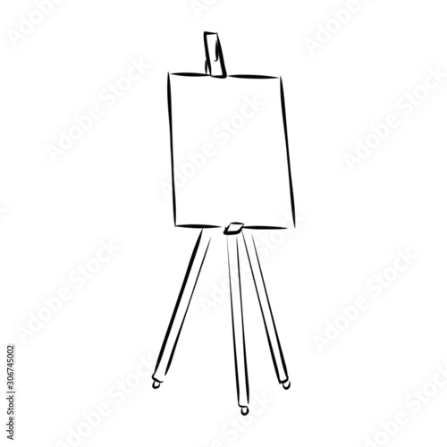 easel with blank canvas isolated on white