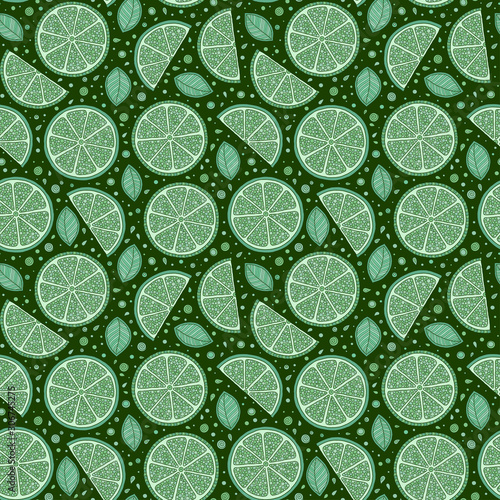 Lime seamless pattern. Colorful sketch limes.