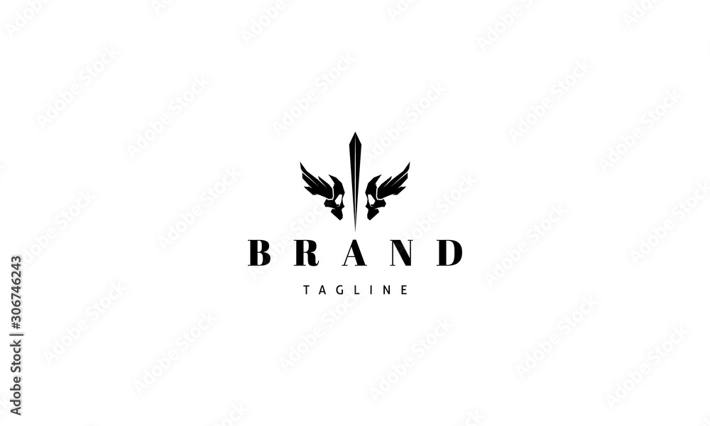Vector logo on which an abstract image of two skulls with wings. Vector logo on which an abstract image of two skulls with wings.
