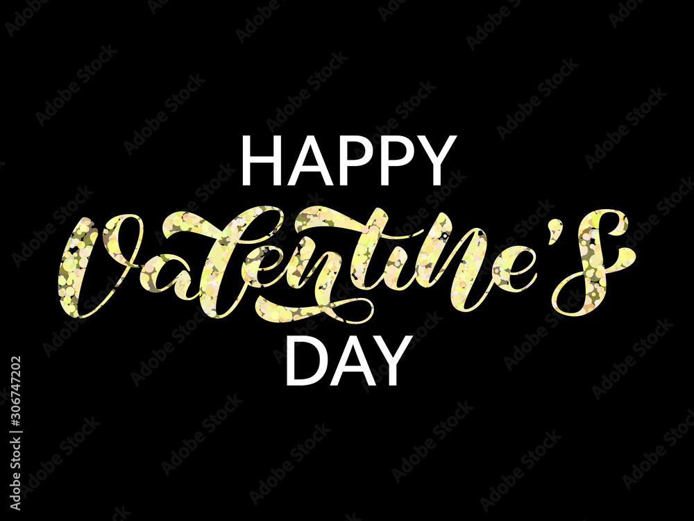 Obraz premium Happy Valetine's Day brush lettering. Vector illustration for card