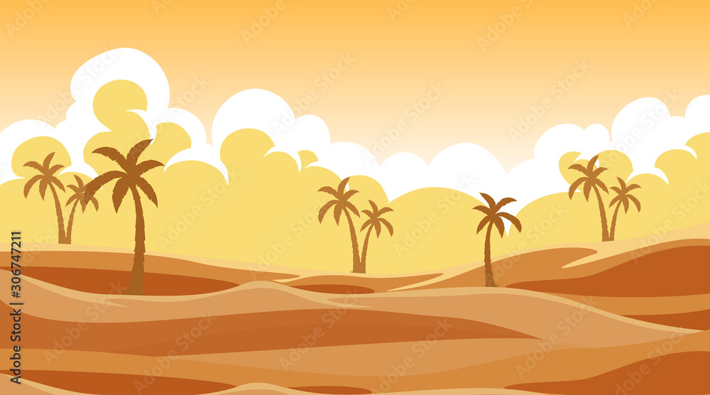 Background scene with trees in the sand
