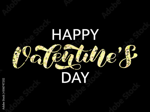 Happy Valetine's Day brush lettering. Vector illustration for card