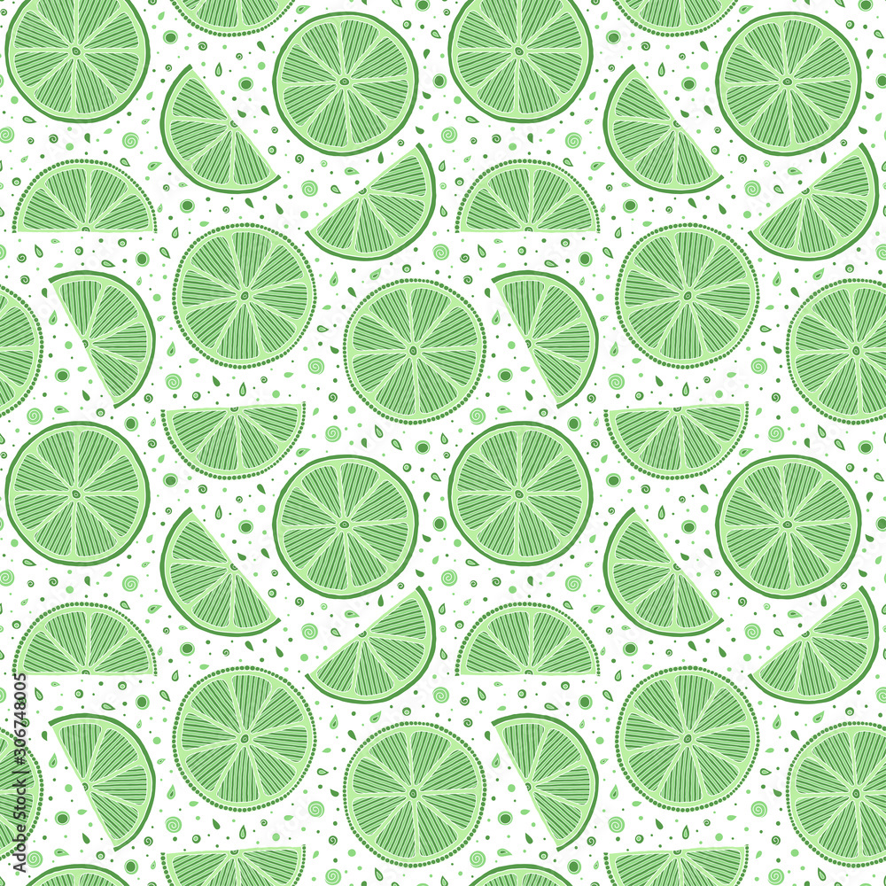 Lime seamless pattern. Colorful sketch limes. Lime seamless pattern. Colorful sketch limes.