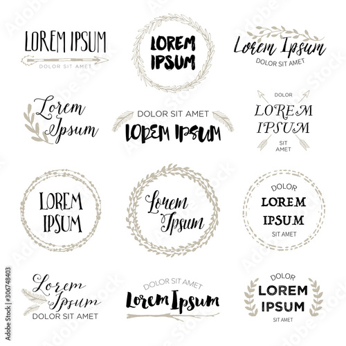 Set of hand drawn logo templates.