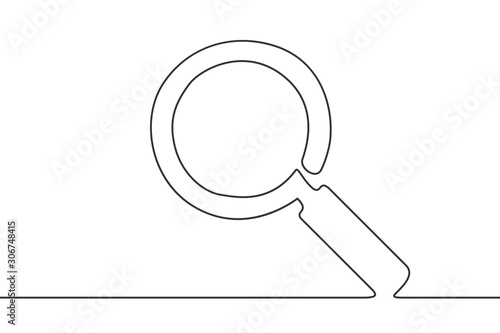 One line art drawing of magnifier.