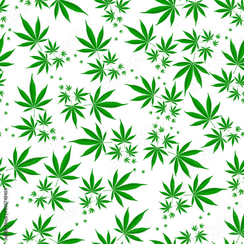 Fototapeta Naklejka Na Ścianę i Meble -  Cannabis seamless pattern. Vector background