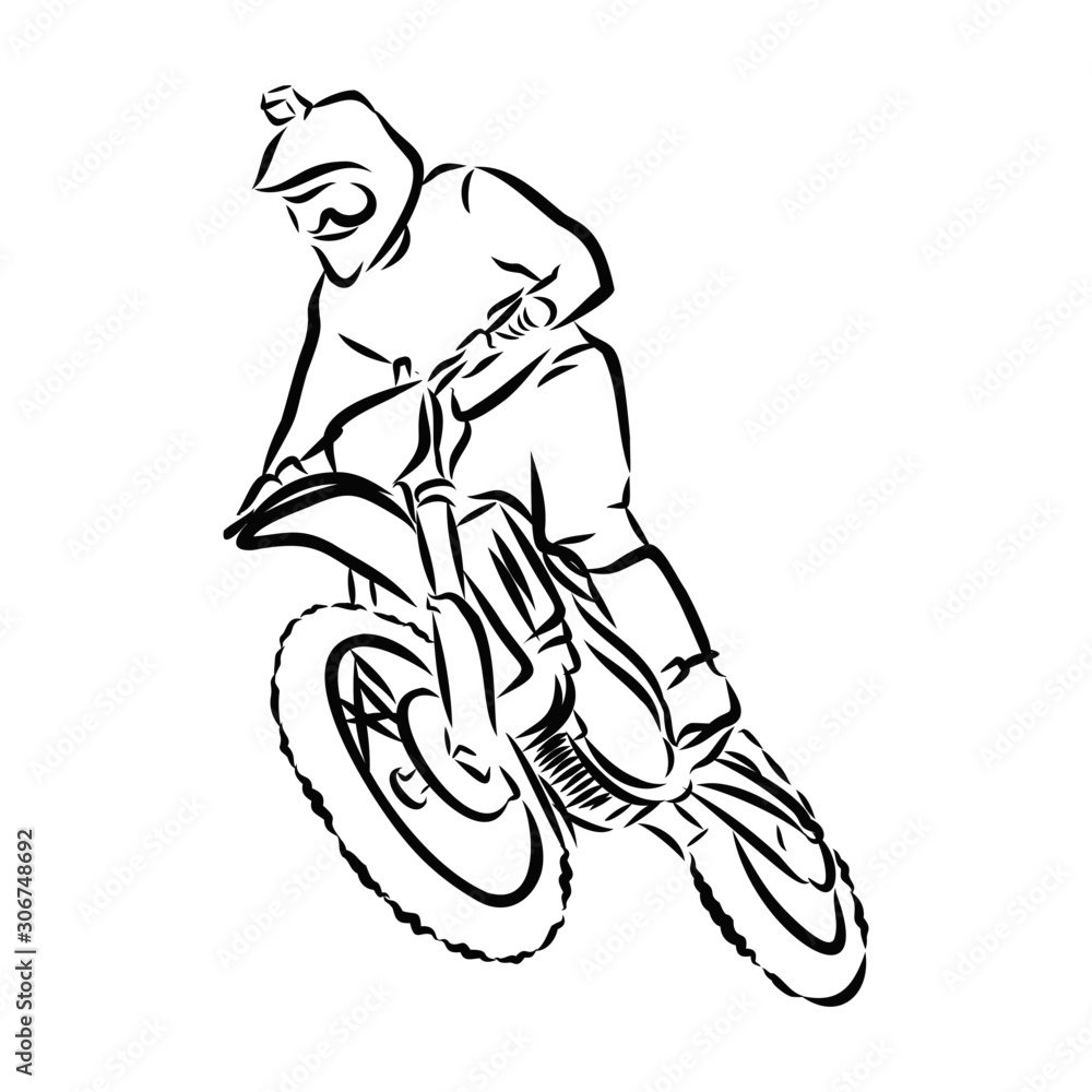 Motocross sport vector sketch Stock Vector