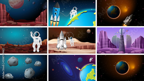 Set of space backgrounds