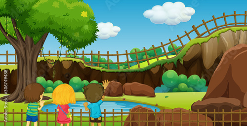 Scene with kids in the park