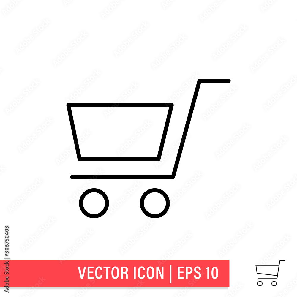 Shopping cart vector icon. E-commerce symbol. Supermarket trolley linear pictogram. Shopping cart vector icon. E-commerce symbol. Supermarket trolley linear pictogram.