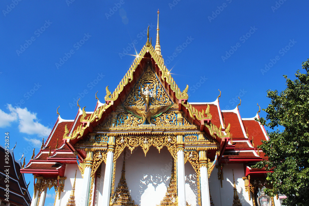 The beautiful ordination hall of thai temple at Bangkok, Thailand The beautiful ordination hall of thai temple at Bangkok, Thailand