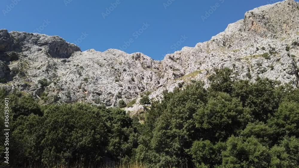 Mountains in Mallorca in good weather, camera pans from right to left Mountains in Mallorca in good weather, camera pans from right to left