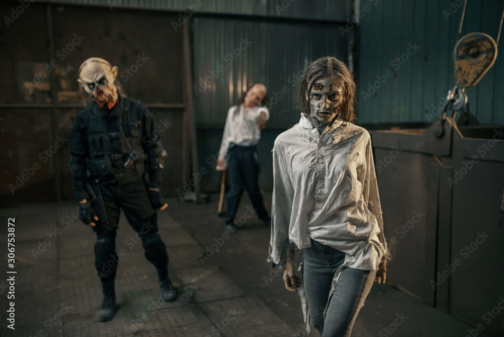 Zombies looking for fresh meat, abandoned factory