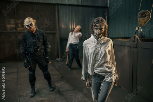 Zombies looking for fresh meat, abandoned factory