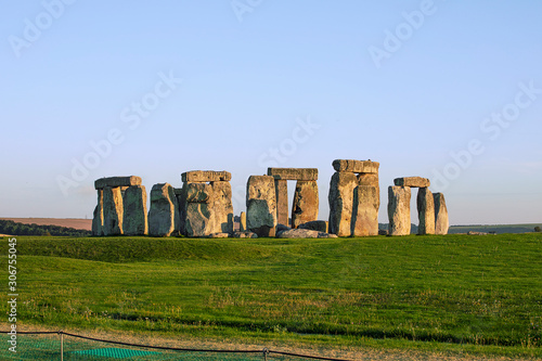 Stonehenge, Historic Neolithic Stones, Wiltshire, England. Summer, Clear Sky, no people. photo