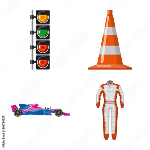 Isolated object of car and rally sign. Set of car and race stock vector illustration.