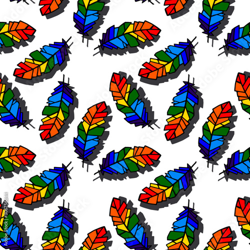 seamless pattern with feathers in colors