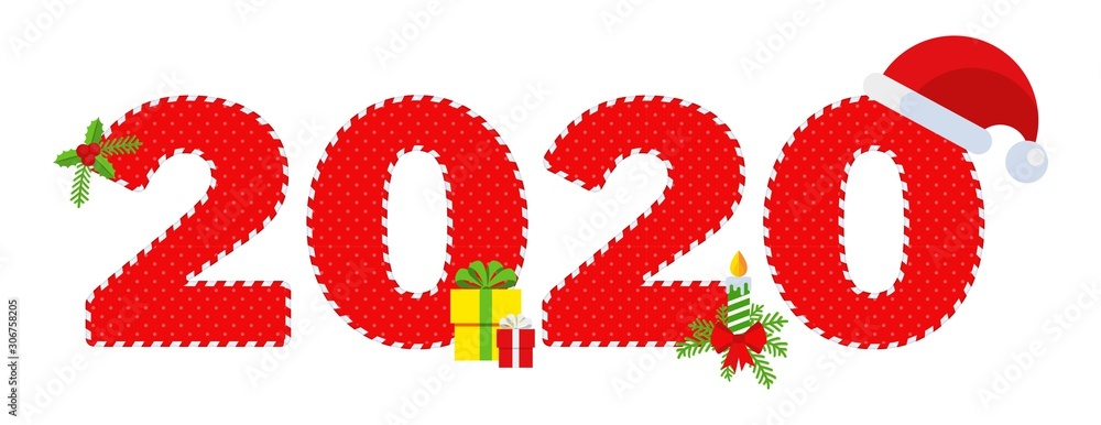2020 Happy New Year logo text design.