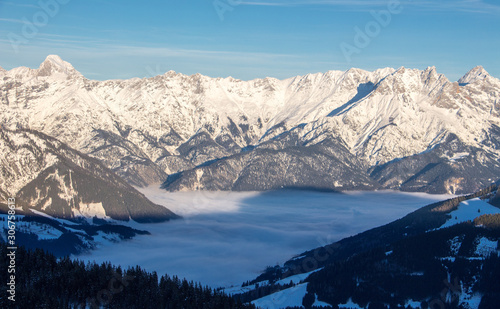 Panoramic view Saalbach hinterglemm steinernes Meer leogang sunset view mountains