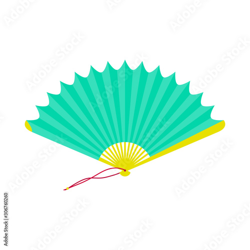 Asian hand fan isolated on white background