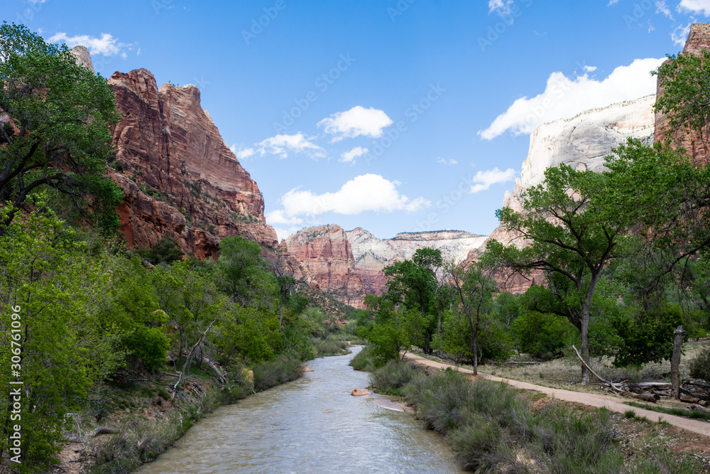 The Virgin river running through Zion Canyon at Zion National Park - Utah, USA The Virgin river running through Zion Canyon at Zion National Park - Utah, USA