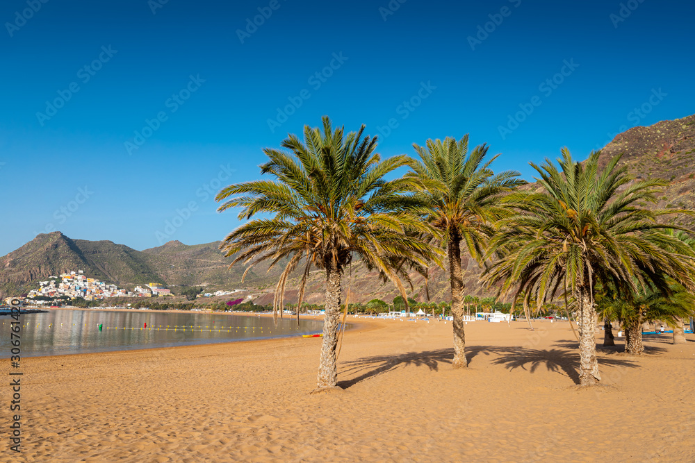 Beach Las Teresitas in Santa cruz de Tenerife north at Canary Islands 