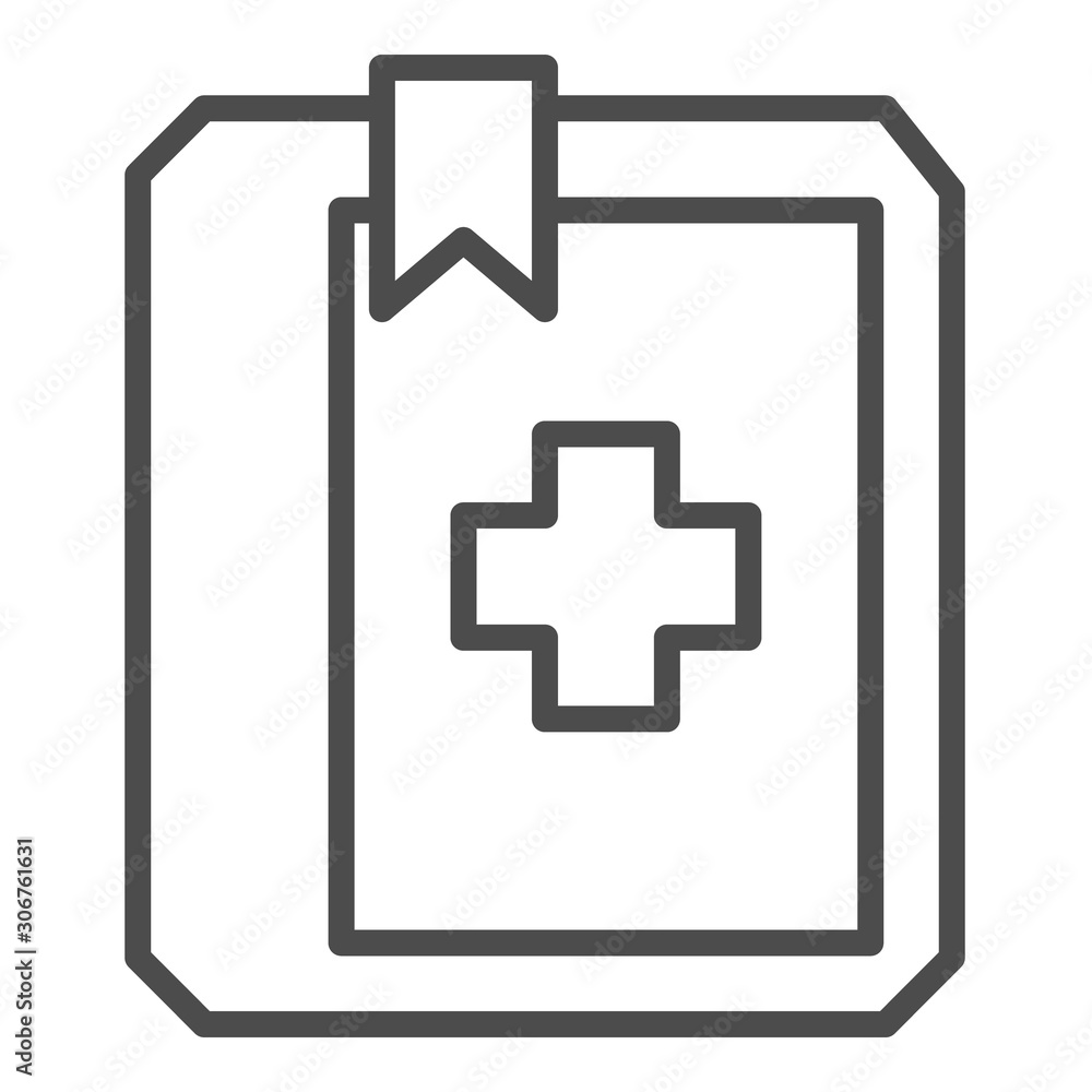 Medical book outline vector icon. Thin line black medical book icon, flat vector simple element Medical book outline vector icon. Thin line black medical book icon, flat vector simple element