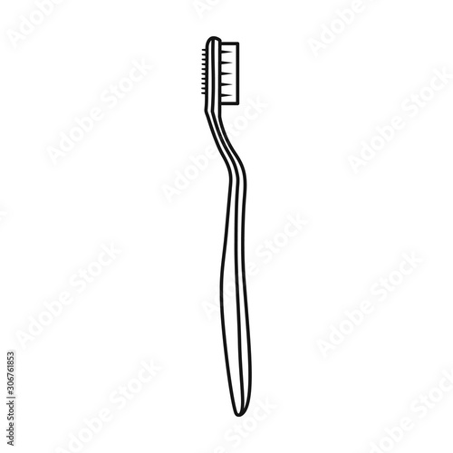 Toothbrush vector icon.Line vector icon isolated on white background toothbrush.
