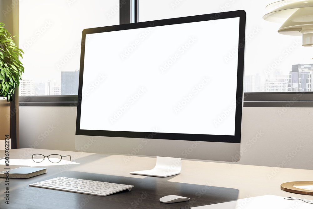 Fototapeta premium Desktop with empty computer screen