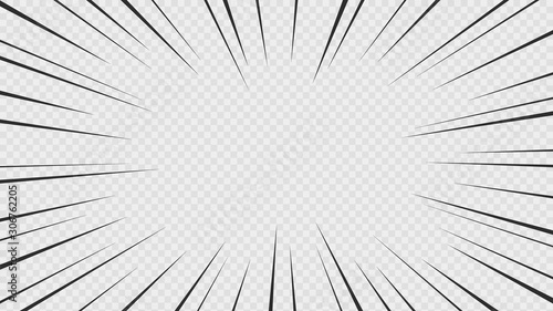 Background of comic book action lines. Speed lines Manga frame isolated on transparent background. Vector graphic design photo