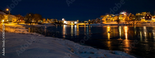 Light in the dark in Brønnøysund city, Nordland county