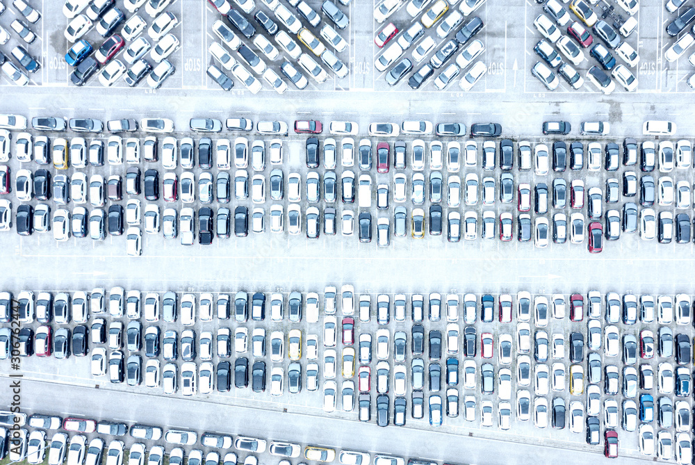 Aerial view of the customs car park