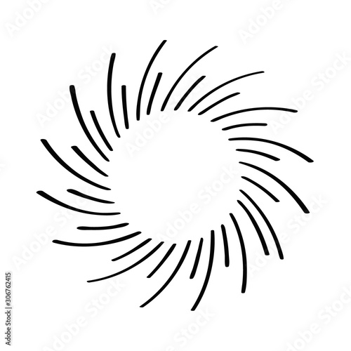 Hand drawn cartoon water explosion doodle. Swirling rays. Vector illustration