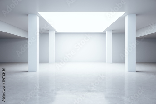 Empty room space with empty white wall