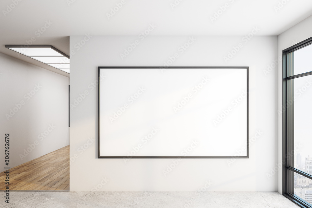 Bright interior with empty billboard Bright interior with empty billboard